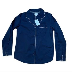 Petite Plume Womens Classic Pajamas Button Up Top Size S Cotton Twill NWT